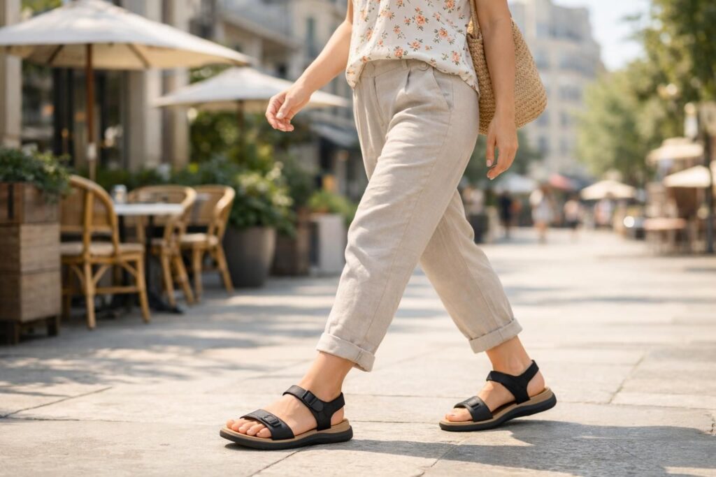 découvrez nos conseils pour choisir des sandales plates confortables et stylées, parfaites pour marcher toute la journée sans fatigue.